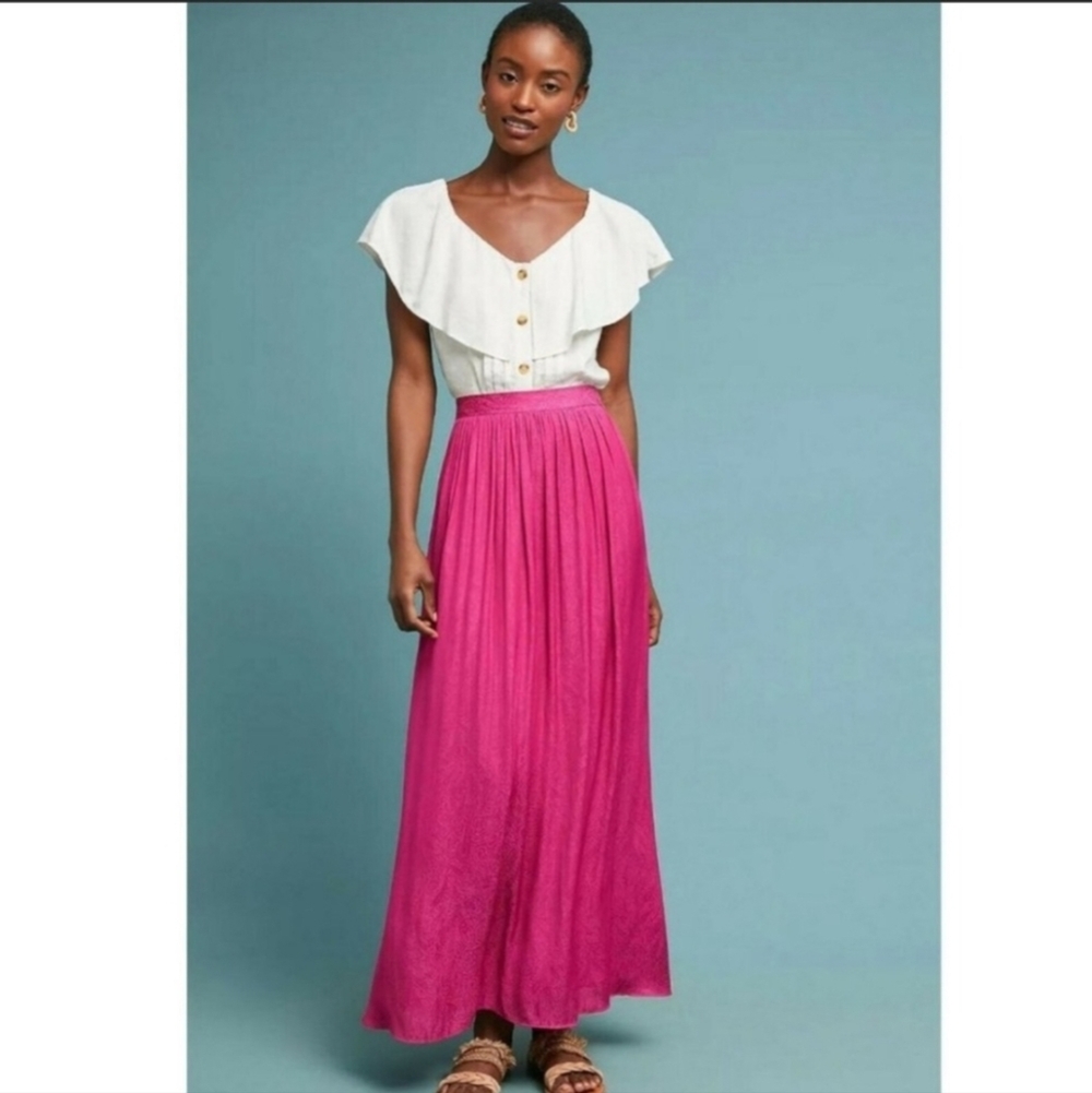 Anthropologie NWT Anthropologie Akemi & Kin Paros in Raspberry Pink Paisley Maxi